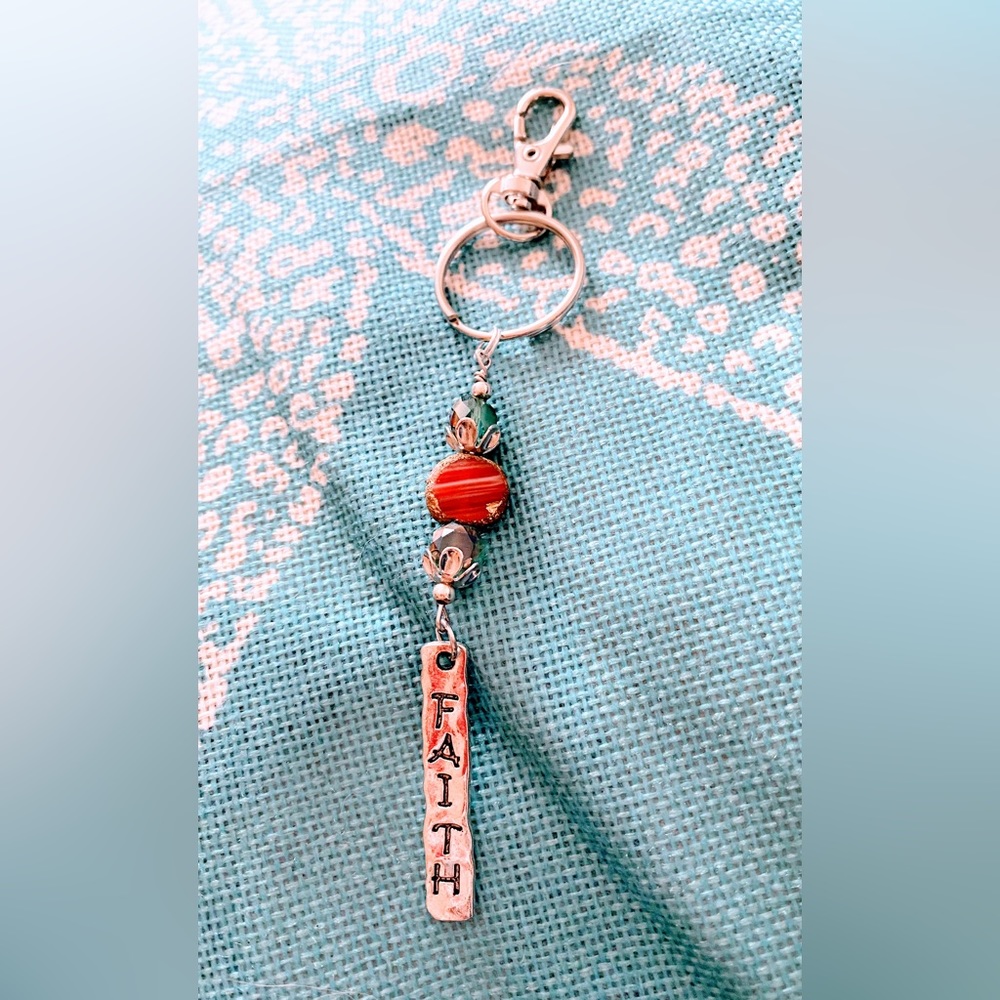 Faith charm beaded purse charm or keychain